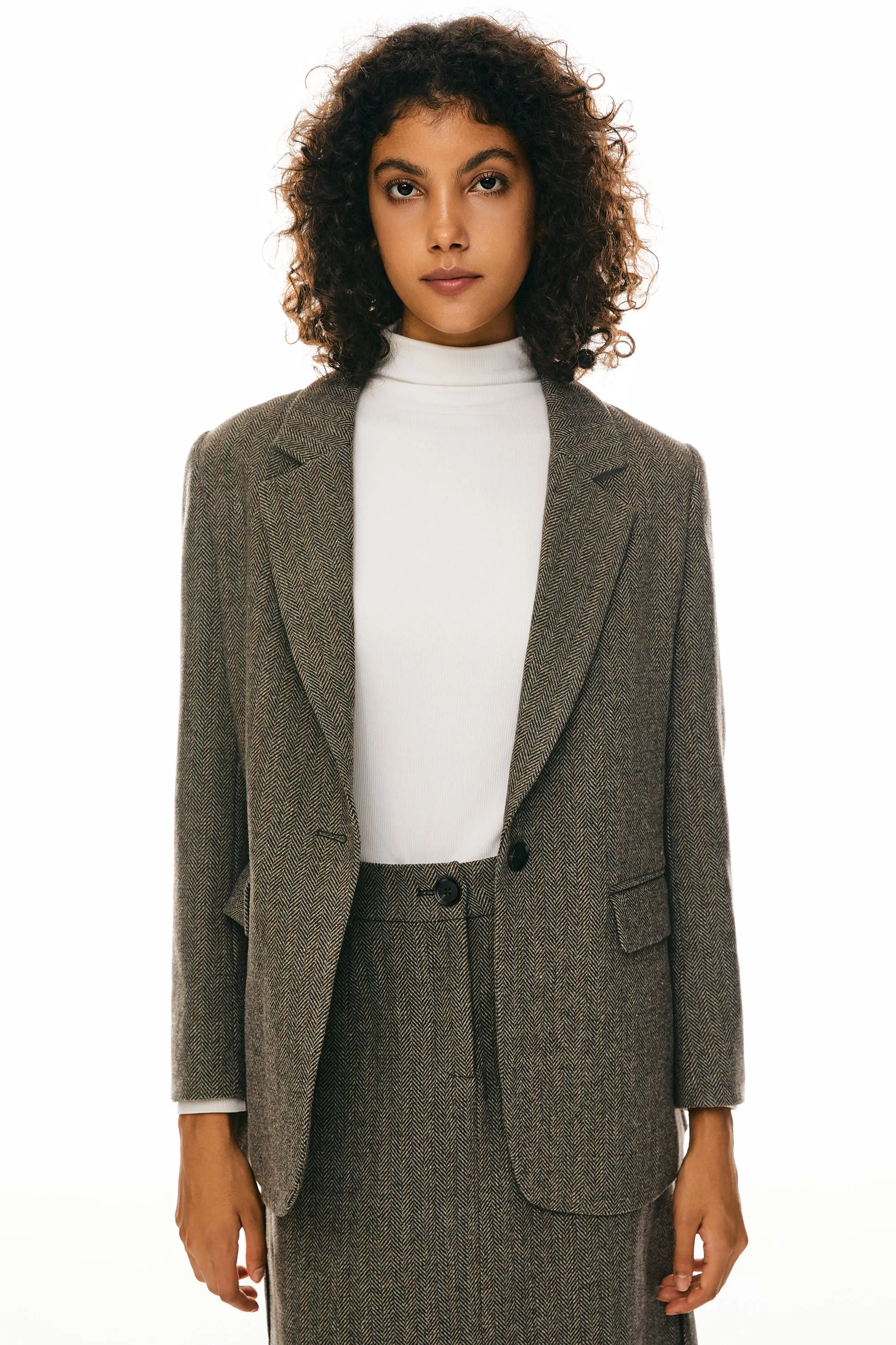 Wool Blend Office Blazer