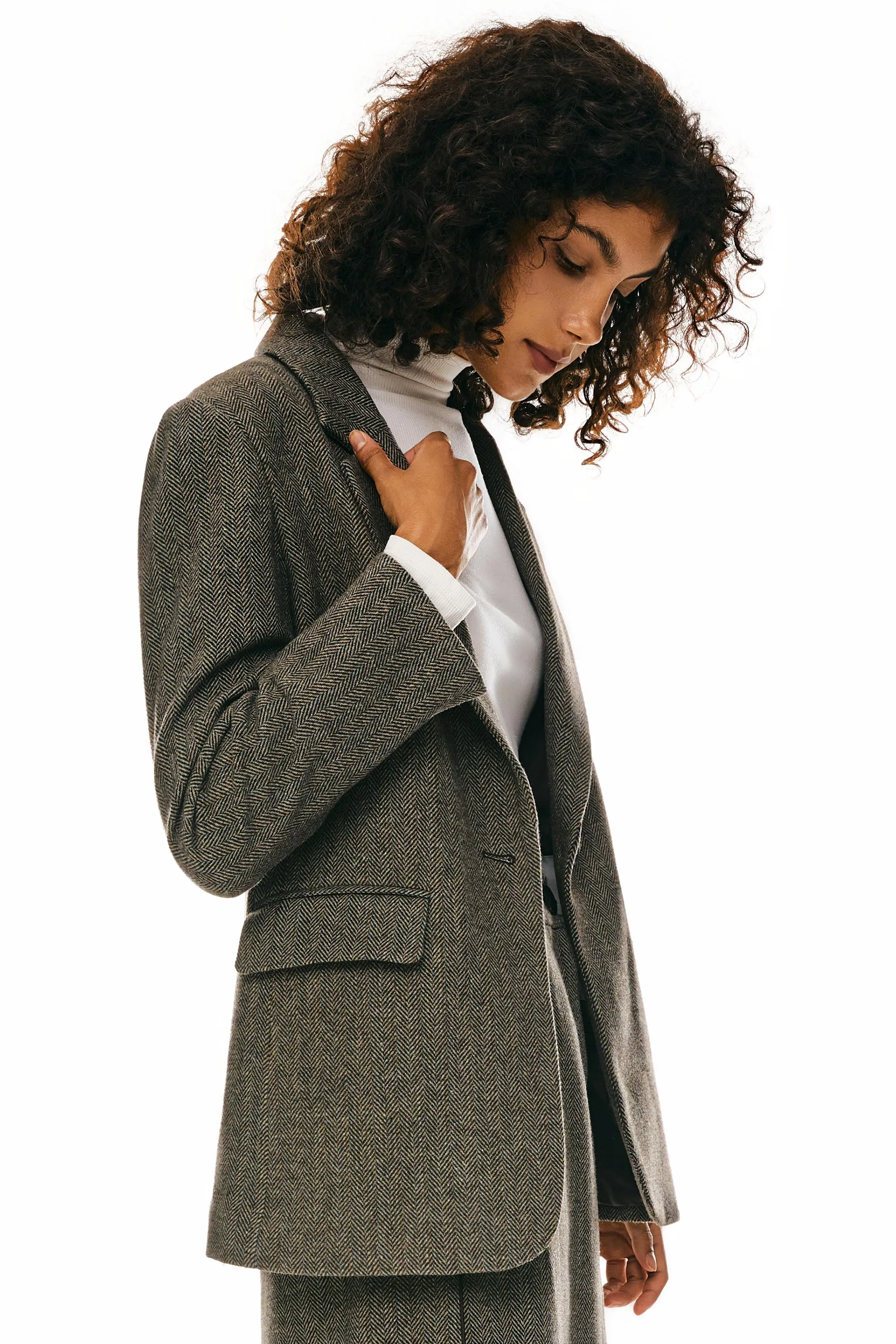 Wool Blend Office Blazer