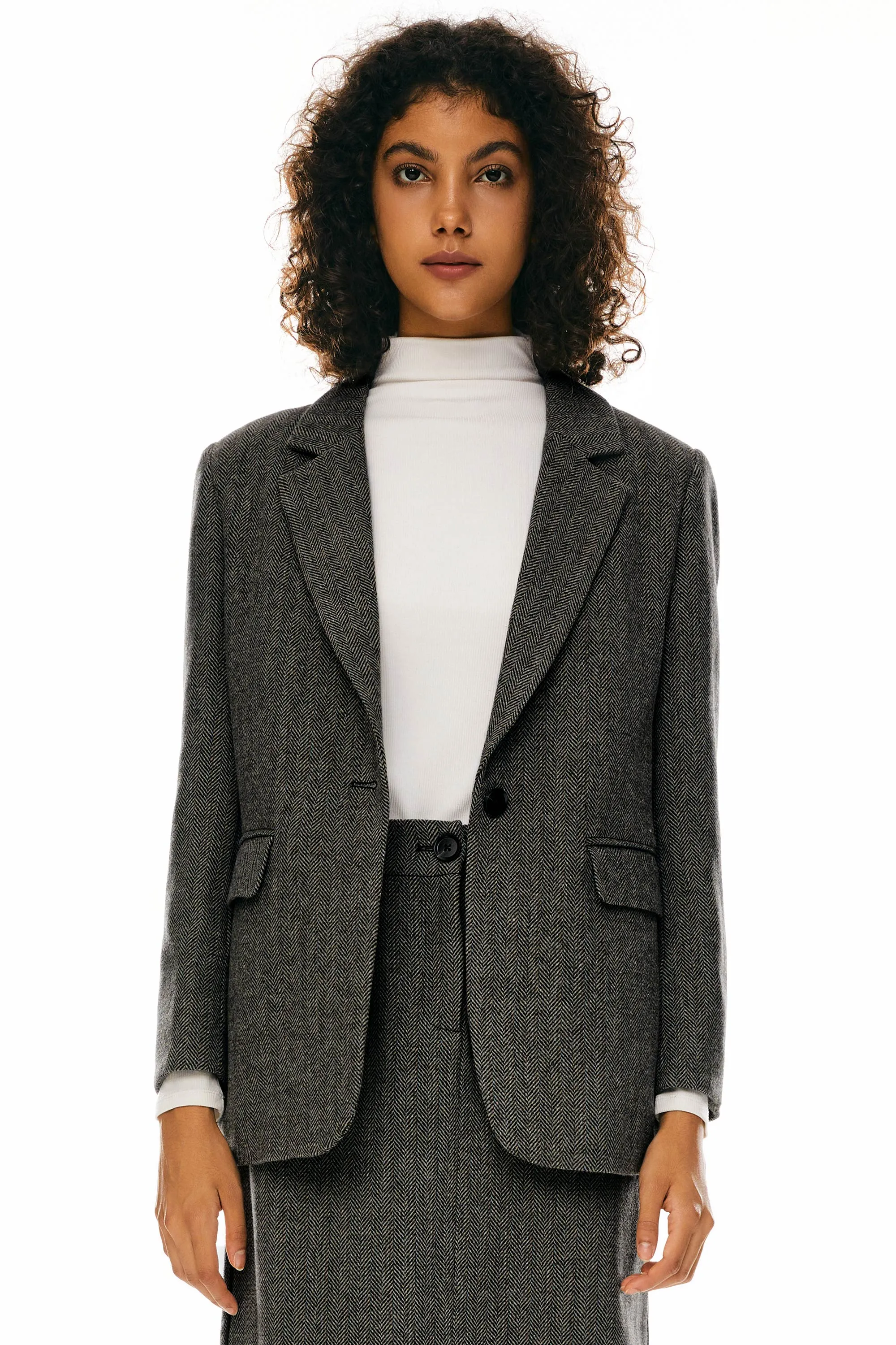 Wool Blend Office Blazer