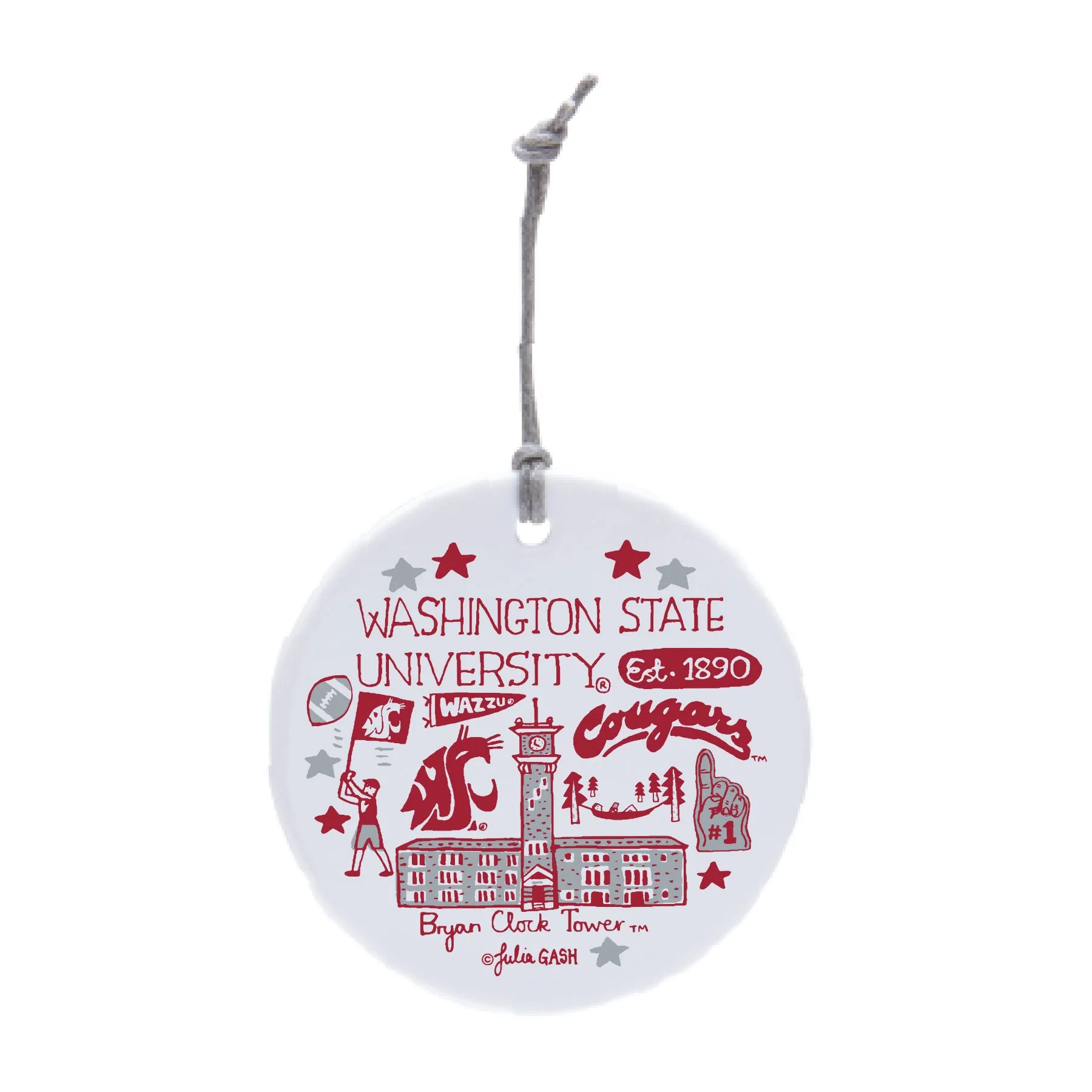 WSU Circle Ceramic Clock Tower Ornament