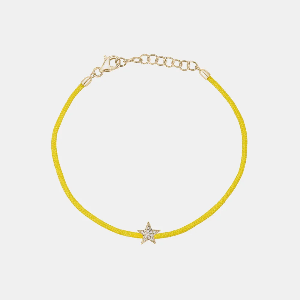 Yellow String with Diamond Star Bracelet