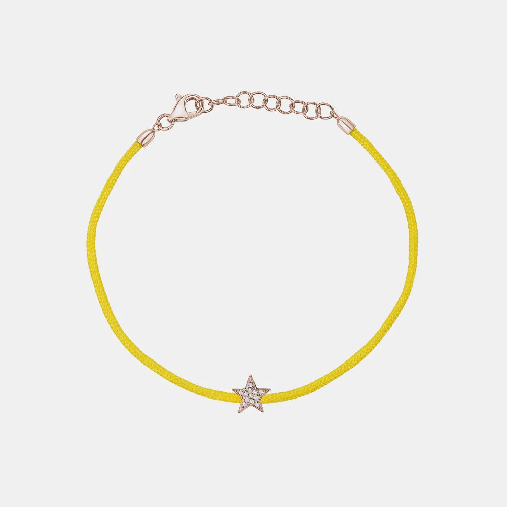 Yellow String with Diamond Star Bracelet