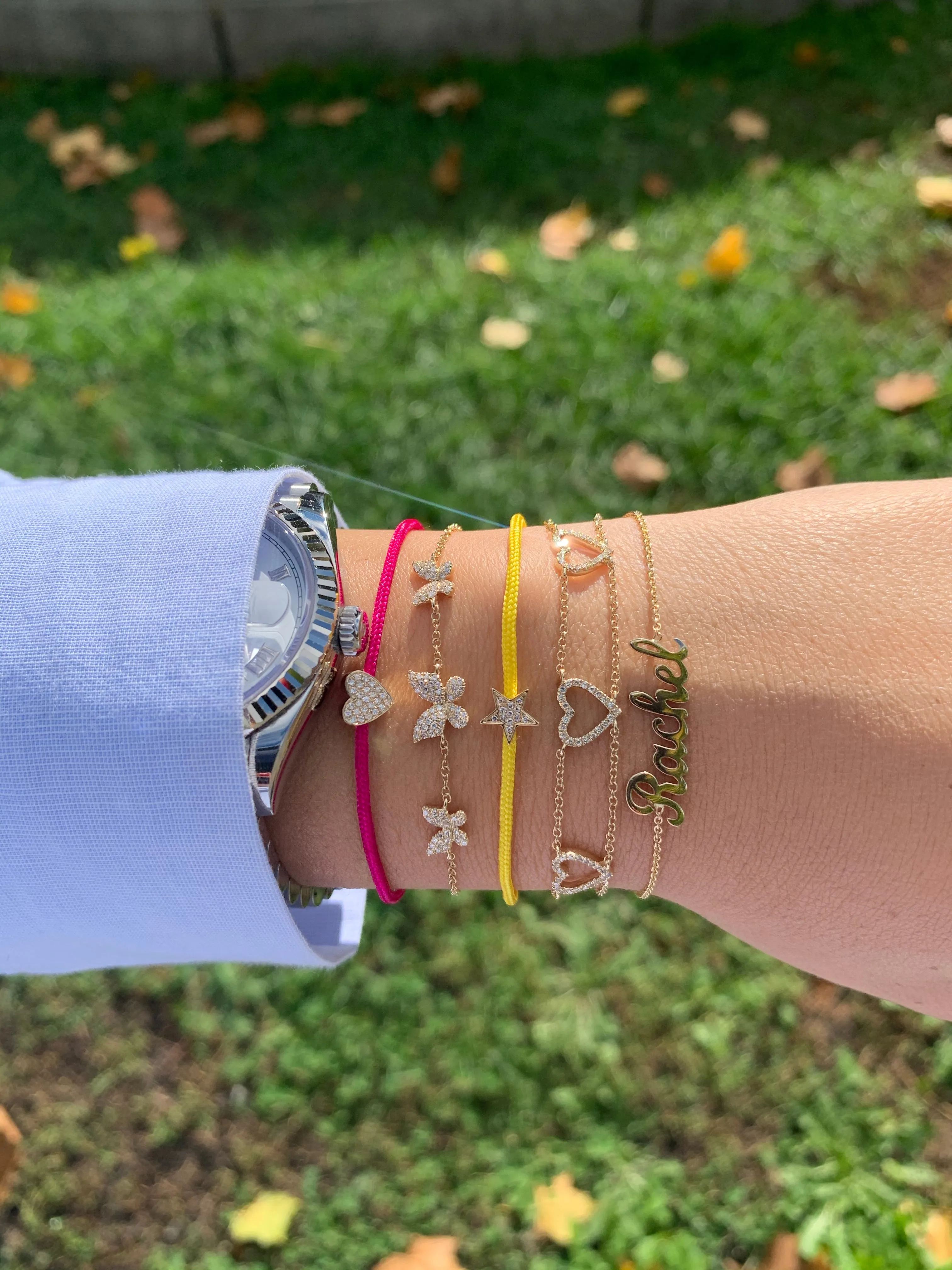 Yellow String with Diamond Star Bracelet