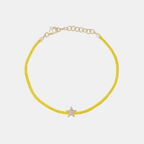 Yellow String with Diamond Star Bracelet