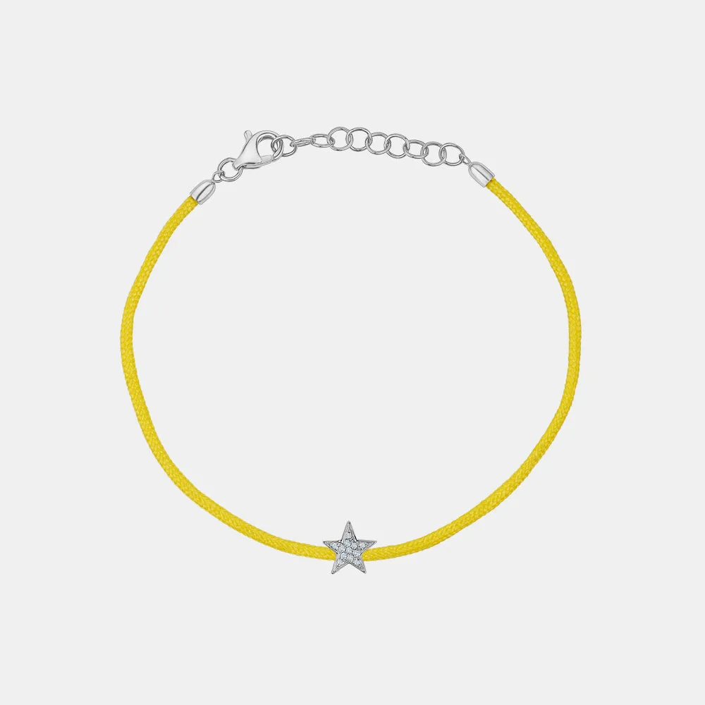 Yellow String with Diamond Star Bracelet