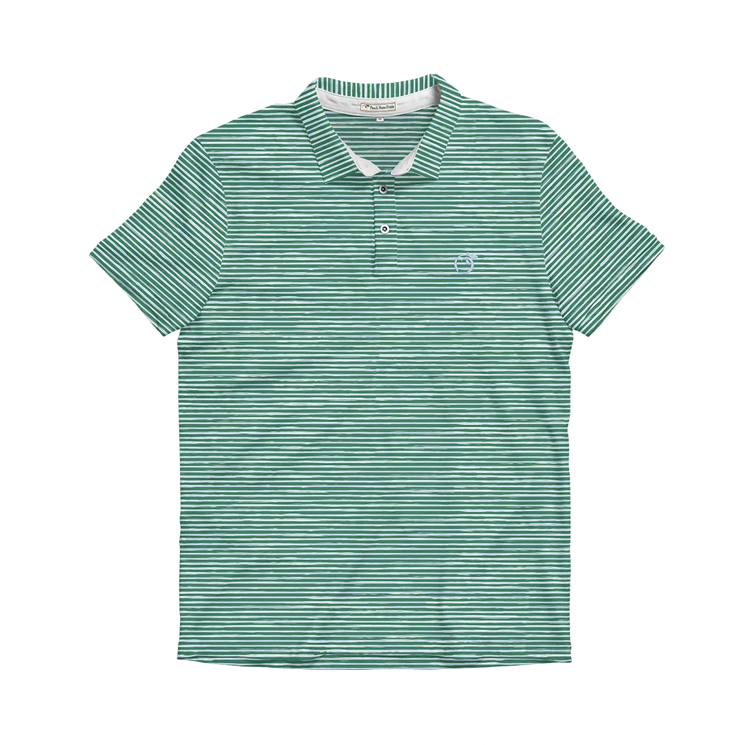 YOUTH Pine Green & Cays Blue Heathered Azalea Performance Polo