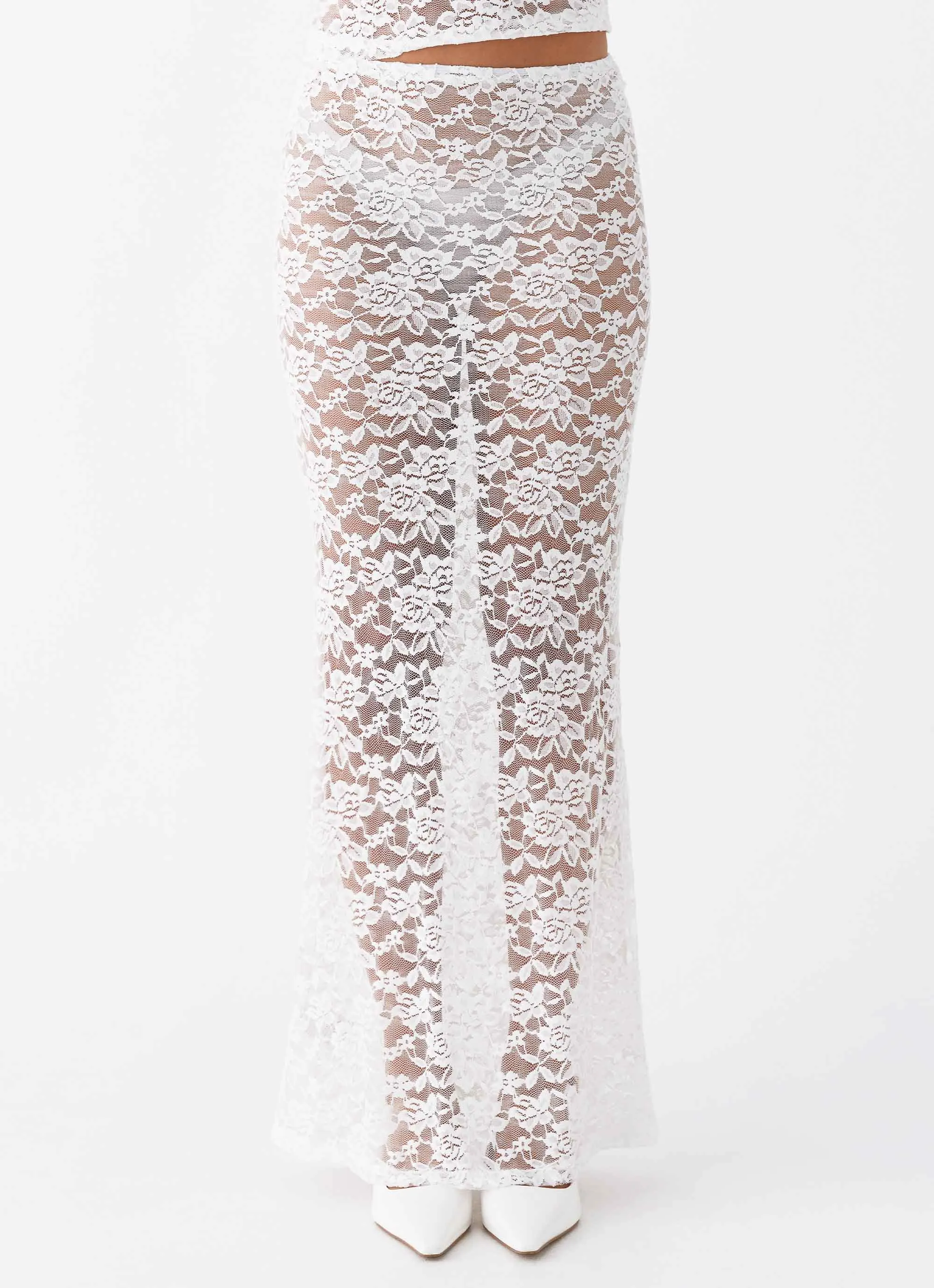 Zephyra Lace Maxi Skirt - White